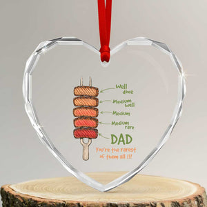 Grill Dad Heart Crystal Glass Ornament You're The Rarest of Them All BBQ Father