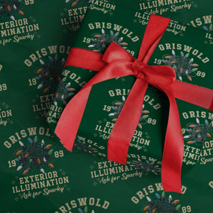 Griswold Christmas Lights Wrapping Paper Roll Exterior Illumination Ask for Sparky Funny Holiday TS02 Green Print Your Wear