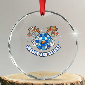 Groovy And Bright Merry Xmas Disco Ball Reindeer Crystal Glass Ornament TS09 Transparent Glass 3'' Circle Print Your Wear