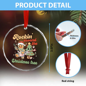 Groovy Christmas Crystal Glass Ornament Rockin' Around The Xmas Tree Groovy Gingerbread Man TS02 Print Your Wear