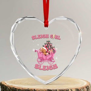 Groovy Gingerbread Sleigh Girl Sleigh Pink Xmas Heart Crystal Glass Ornament TS09 Transparent Glass 3'' Heart Print Your Wear
