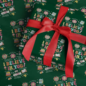 Groovy I Believe In You Testing Motivation Wrapping Paper Roll More Than A Score for Teacher Student TS02 Green Print Your Wear