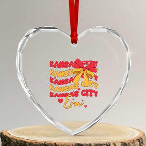 Groovy In My Kansas City Era Heart Crystal Glass Ornament Retro Coquette Bow TS02 Transparent Glass 3'' Heart Print Your Wear