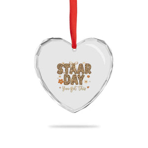 Groovy Leopard STAAR Day Heart Crystal Glass Ornament You Got This Motivational Teacher Sayings TS02 Print Your Wear