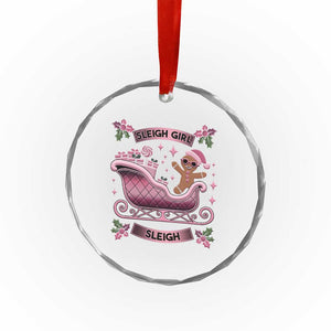 Groovy Pink Xmas Gingerbrad Crystal Glass Ornament Sleigh Girl Sleigh Festive Xmas Holiday Girls TS02 Print Your Wear