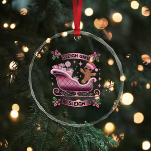 Groovy Pink Xmas Gingerbrad Crystal Glass Ornament Sleigh Girl Sleigh Festive Xmas Holiday Girls TS02 Print Your Wear