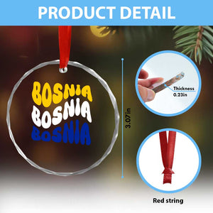 Groovy Retro Bosnia Crystal Glass Ornament Proud Bosnian Balkan Heritage Gift