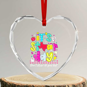 Groovy Texas STAAR Day Heart Crystal Glass Ornament Don't Stress Do Your Best Teacher Student Motivation TS02 Transparent Glass 3'' Heart Print Your Wear