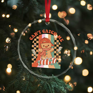 Groovy Xmas Skateboard Crystal Glass Ornament Can't Catch Me Gingerbread Boy TS09 Print Your Wear