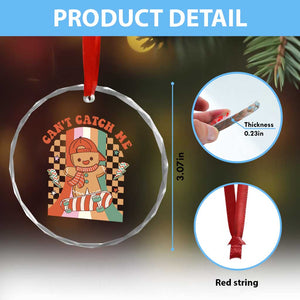 Groovy Xmas Skateboard Crystal Glass Ornament Can't Catch Me Gingerbread Boy TS09 Print Your Wear