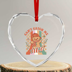 Groovy Xmas Skateboard Heart Crystal Glass Ornament Can't Catch Me Gingerbread Boy TS09 Transparent Glass 3'' Heart Print Your Wear