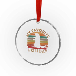 Groundhog Day Crystal Glass Ornament My Favorite Holiday Ground Hog Shadow Retro Sunset TS02 Print Your Wear