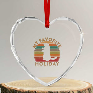 Groundhog Day Heart Crystal Glass Ornament My Favorite Holiday Ground Hog Shadow Retro Sunset TS02 Transparent Glass 3'' Heart Print Your Wear