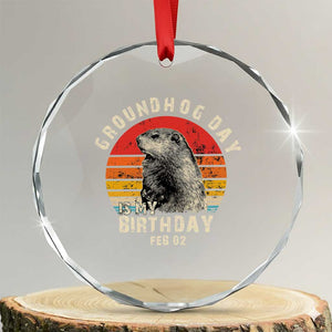 Groundhog Day Is My Birthday Crystal Glass Ornament Funny Woodchuck Retro Vintage TS02 Transparent Glass 3'' Circle Print Your Wear