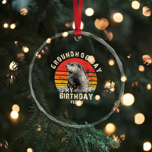 Groundhog Day Is My Birthday Crystal Glass Ornament Funny Woodchuck Retro Vintage TS02 Print Your Wear