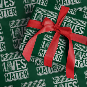 Groundhog Lives Matter Wrapping Paper Roll Funny Woodchuck Groundhog Day TS11 Green Print Your Wear