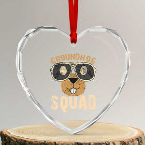 Groundhog Squad Heart Crystal Glass Ornament Cute Woodchuck Happy Groundhog Day TS02 Transparent Glass 3'' Heart Print Your Wear