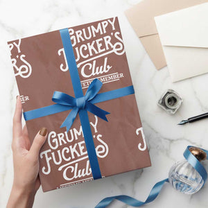 Grumpy Fucker's Club Lifetime Member Wrapping Paper Roll Funny Distressed Sarcastic Adult Humor Slogan Typography