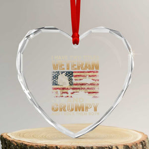 Grumpy Old Veteran Heart Crystal Glass Ornament Funny Military Veteran USA Flag TS10 Transparent Glass 3'' Heart Print Your Wear