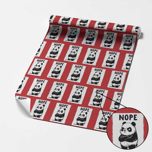 Grumpy Panda Says Nope Wrapping Paper Roll Japanese Aesthetic Panda Bear Graphic TS12 Red Print Your Wear