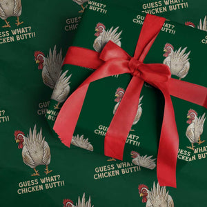 Guess What Chicken Butt Joke Wrapping Paper Roll Funny Chicken Lover Graphic TS12 Green Print Your Wear