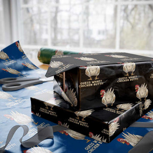 Guess What Chicken Butt Joke Wrapping Paper Roll Funny Chicken Lover Graphic TS12 Black Print Your Wear