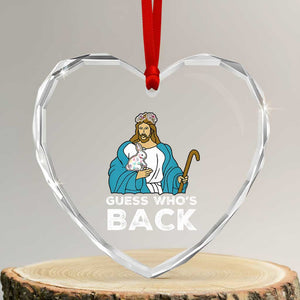 Guess Whos Back Heart Crystal Glass Ornament Funny Religious Jesus Back Cute Bunny TS10 Transparent Glass 3'' Heart Print Your Wear