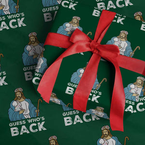 Guess Whos Back Wrapping Paper Roll Funny Religious Jesus Back Cute Bunny TS10 Green Print Your Wear