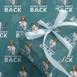 Guess Whos Back Wrapping Paper Roll Funny Religious Jesus Back Cute Bunny TS10 Teal Print Your Wear