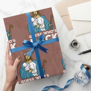 Guess Whos Back Wrapping Paper Roll Funny Religious Jesus Back Cute Bunny TS10 Mocha Print Your Wear