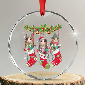 Guinea Pig In Xmas Socks Cute Santa Hat Crystal Glass Ornament TS09 Transparent Glass 3'' Circle Print Your Wear