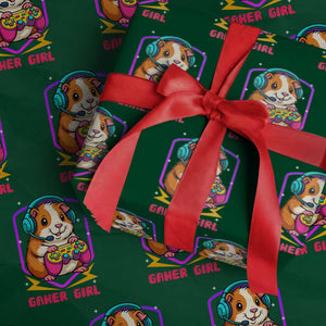 Guinea Pig Video Game Rodent Lover Wrapping Paper Roll Funny Gamers Girl Gift TS12 Green Print Your Wear