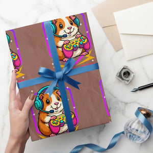Guinea Pig Video Game Rodent Lover Wrapping Paper Roll Funny Gamers Girl Gift TS12 Mocha Print Your Wear
