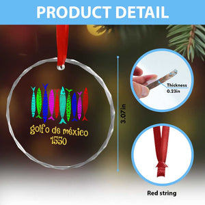 Gulf of Mexico Crystal Glass Ornament Golfo de México 1550 Retro Tuna TS02 Print Your Wear
