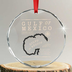 Gulf of Mexico Crystal Glass Ornament Golfo De Mexico Historic Map 1672 TS02 Transparent Glass 3'' Circle Print Your Wear