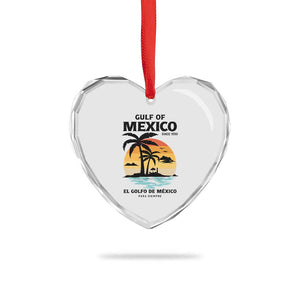 Gulf of Mexico Forever Since 1550 Heart Crystal Glass Ornament Golfo De Mexico Para Siempre Retro Beach TS02 Print Your Wear
