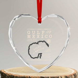 Gulf of Mexico Heart Crystal Glass Ornament Golfo De Mexico Historic Map 1672 TS02 Transparent Glass 3'' Heart Print Your Wear