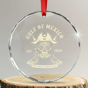 Gulf of Mexico Pirate Sugar Skull Crystal Glass Ornament Est 1550 Stay Salty And Resist TS02 Transparent Glass 3'' Circle Print Your Wear