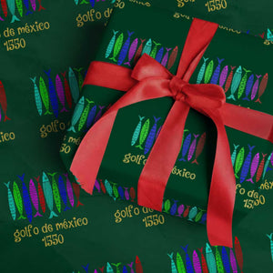 Gulf of Mexico Wrapping Paper Roll Golfo de México 1550 Retro Tuna TS02 Green Print Your Wear