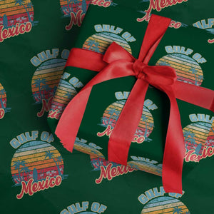 Gulf of Mexico Wrapping Paper Roll Retro Vintage Beach TS10 Green Print Your Wear
