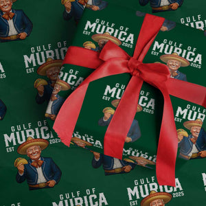 Gulf of Murica Est. 2025 Wrapping Paper Roll Funny Trump Sombrero Taco Parody TS02 Green Print Your Wear