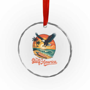 Gulf of USA 2025 Bald Eagle Crystal Glass Ornament Vintage Patriotic Beach Sunset 4th Of July TS02 Print Your Wear