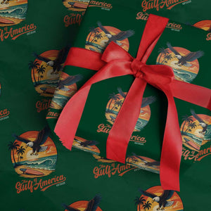Gulf of USA 2025 Bald Eagle Wrapping Paper Roll Vintage Patriotic Beach Sunset 4th Of July TS02 Green Print Your Wear