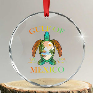 Gulf Of USA Est 2025 Crystal Glass Ornament Funny Turtle Beach Vibe TS02 Transparent Glass 3'' Circle Print Your Wear