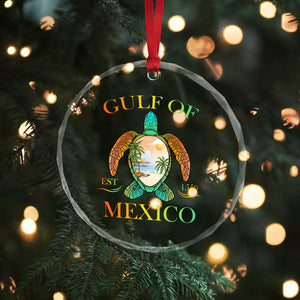 Gulf Of USA Est 2025 Crystal Glass Ornament Funny Turtle Beach Vibe TS02 Print Your Wear