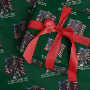 Gun Right 2A Wrapping Paper Roll My Rights Don't End Where Your Feelings Begin Retro Betsy Ross Flag TS02 Green Print Your Wear