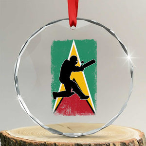 Guyana Cricket Crystal Glass Ornament Retro Vintage Sport Guyanese Flag West Indies Cricket Fan TS10 Transparent Glass 3'' Circle Print Your Wear