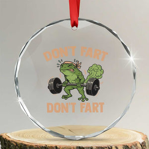 Gym Frog Crystal Glass Ornament Dont Fart Workout Weights Squat Humor TS11 Transparent Glass 3'' Circle Print Your Wear