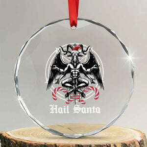 Hail Santa Gothic Christmas Crystal Glass Ornament Baphomet Gothmas Pentagram TS11 Transparent Glass 3'' Circle Print Your Wear