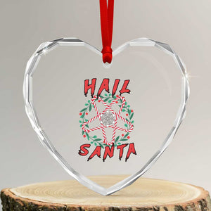 Hail Santa Heart Crystal Glass Ornament Candy Pentagram Xmas Devil TS09 Transparent Glass 3'' Heart Print Your Wear